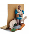 Tradineur - Figura de un pastor con corderos para belén - Fabricado en Durexina - Figuras decorativas divertidas para nacimiento