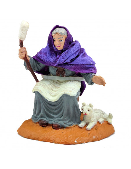 Tradineur - Figura de una hilandera para belén - Fabricado en Durexina - Figuras decorativas divertidas para nacimiento, navidad
