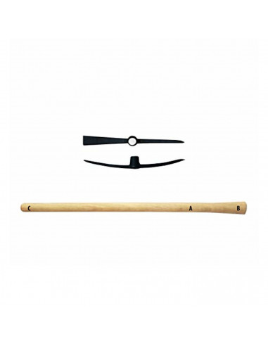 Tradineur - Mango para pico de madera natural 100 cm, mango, palo de repuesto, madera sin tratar, resistente y duradero, herrami