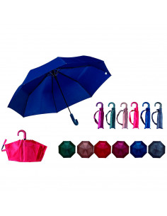 Tradineur - Paraguas plegable de mujer, poliéster pongee, antiviento, apertura automática, 8 varillas de níquel, compacto, viaje