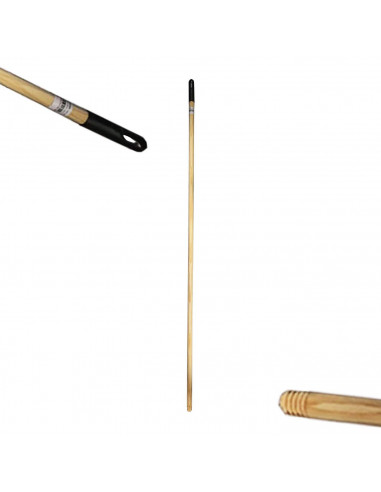 Mango para escoba de madera con rosca y capuchón de 140 cm de alto y 2,2 cm de diámetro. Recambio para fregona o escoba de mader