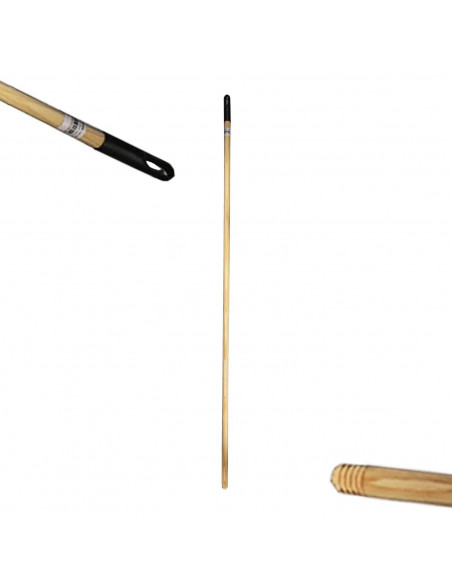 Mango para escoba de madera con rosca y capuchón de 140 cm de alto y 2,2 cm de diámetro. Recambio para fregona o escoba de mader