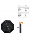 Tradineur - Paraguas de caballero plegable, mango de madera, poliéster pongee, antiviento, apertura automática, 8 varillas de fi