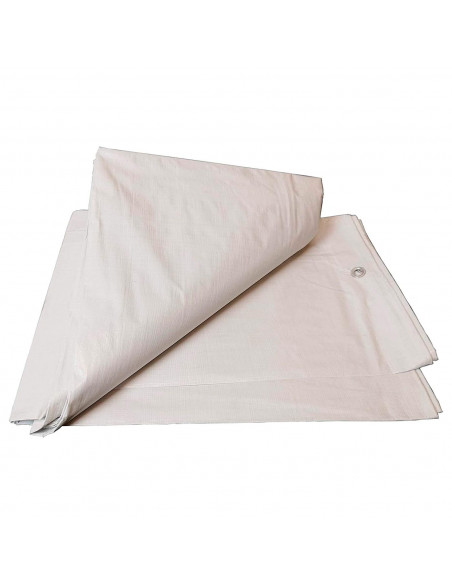 Tradineur - Toldo impermeable de polietileno, lona de protección con ojales de aluminio, exterior, resistente al desgaste (Blanc