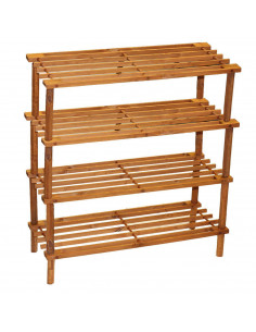 Zapatero de madera 4 niveles. Estantería, mueble zapatero de madera 4 alturas multiuso, soporte para zapatos - 67,5 x 62,5 x 26