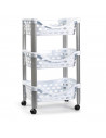 Tradineur - Carrito verdulero de plástico con 3 niveles y ruedas - PLFT Aire - Cestas apilables portaobjetos - 65 x 39,5 x 29,5