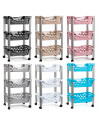 Tradineur - Carrito verdulero de plástico con 3 niveles y ruedas - PLFT Aire - Cestas apilables portaobjetos - 65 x 39,5 x 29,5