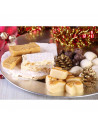 Tradineur - Bajoplato reutilizable redondo de plástico, plato llano decorativo, bandeja para presentación de dulces de Navidad,