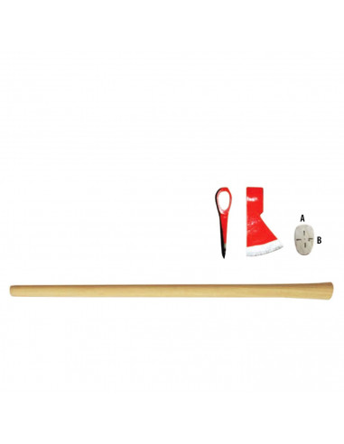 Tradineur -  Mango de madera para hacha de 100 x 6 x 3,5 cm. Repuesto de madera para distientas herramientas con muleta en la pa