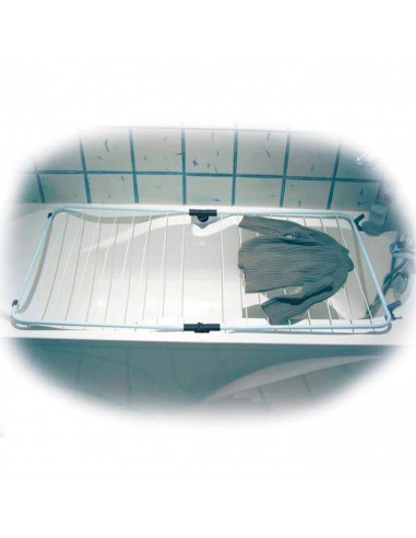 Tradineur - Tendedero plegable de acero para bañera, 10 metros de tendido, soporte para tender ropa, ligero y resistente (Blanco