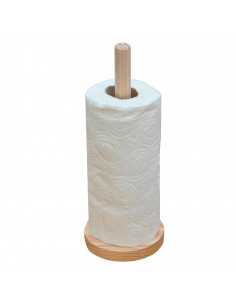 Tradineur - Portarrollos de madera para papel de cocina 28,5 x 12,5 cm, soporte vertical para rollo de papel, diámetro del palo