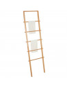 Tradineur - Toallero de pie de bambú, escalera decorativa con 5 peldaños, porta toallas, soporte para apoyar en la pared, baño,