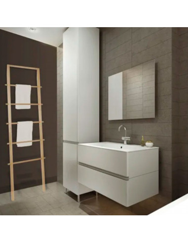 Tradineur - Toallero de pie de bambú, escalera decorativa con 5 peldaños, porta toallas, soporte para apoyar en la pared, baño,