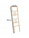 Tradineur - Toallero de pie de bambú, escalera decorativa con 5 peldaños, porta toallas, soporte para apoyar en la pared, baño,