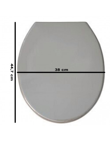 Tradineur - Tapa universal WC, asiento de polipropileno para inodoro, bisagras ajustables, montaje rápido, fácil de limpiar (Gri