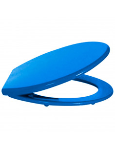 Tradineur - Tapa WC universal, asiento de polipropileno para inodoro, bisagras ajustables, montaje rápido, fácil de limpiar (Azu