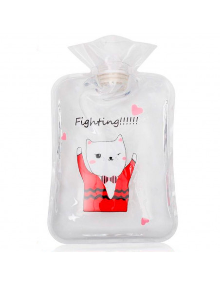 Tradineur - Bolsa para agua caliente de PVC con tapón y forro de terciopelo sintético, aliviar dolores musculares, 2 litros, 30,