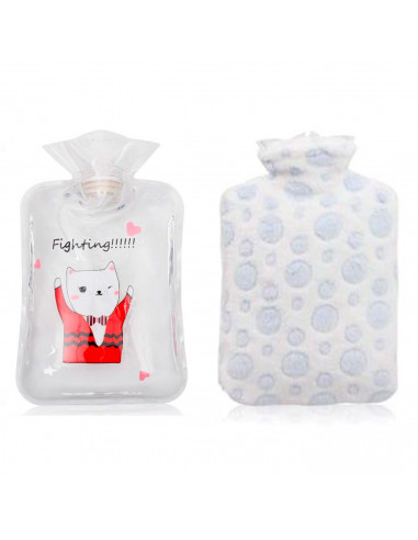 Tradineur - Bolsa para agua caliente de PVC con tapón y forro de terciopelo sintético, aliviar dolores musculares, 2 litros, 30,