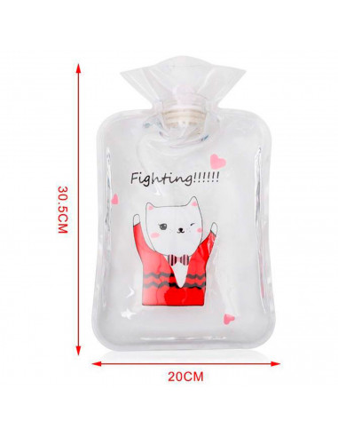 Tradineur - Bolsa para agua caliente de PVC con tapón y forro de terciopelo sintético, aliviar dolores musculares, 2 litros, 30,
