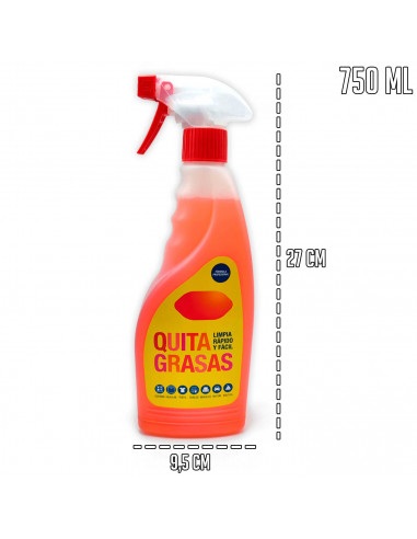 Tradineur - Quitagrasas - Quita grasa, aceites, residuos alimenticios, orgánicos y vegetales - Spray incluido - Capacidad de 750