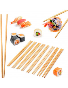 Tradineur - Pack de 100 palillos chinos de bambú, 24 cm