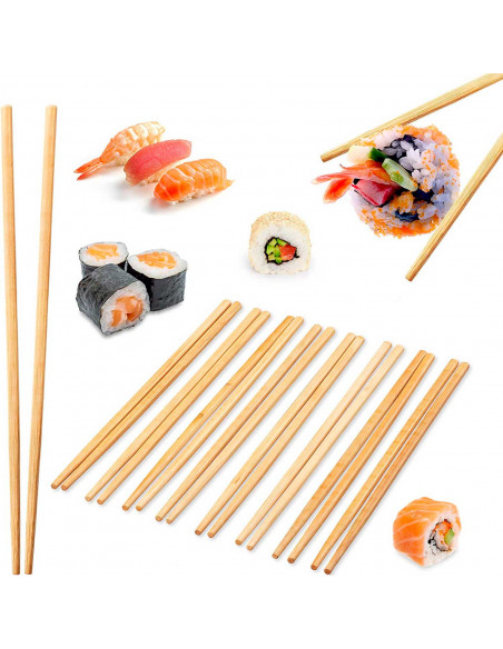 Tradineur - Pack de 100 palillos chinos de bambú, 24 cm