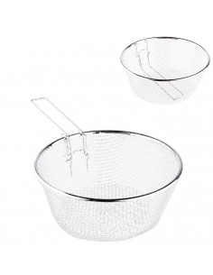 Tradineur - Cestillo freidor y escurridor de acero inoxidable, de 26 cm de diámetro y 9 cm de alto. Cesto para realizar labores