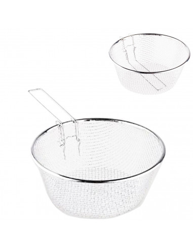 Tradineur - Cestillo freidor y escurridor de acero inoxidable, de 26 cm de diámetro y 9 cm de alto. Cesto para realizar labores