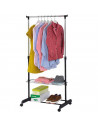 Perchero de metal con estante + ruedas 84 x 42 x 168 cm. Burro de metal para colocar ropa de manera organizada. Estructura de al
