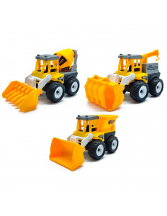 Tradineur - Set de 3 Vehículos de construcción - Juego de vehículos de Juguete para niños pequeños.