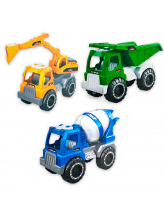 Tradineur - Set de 3 Vehículos de construcción y obra - Fabricado en plástico - Juego de vehículos de Juguete para niños pequeño