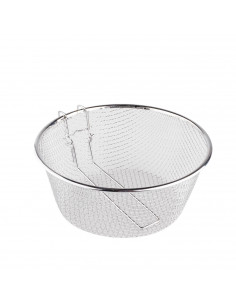 Cestillo freidor y escurridor de acero inoxidable, de 22 cm de diámetro y 8 cm de alto. Cesto para realizar labores de cocina y