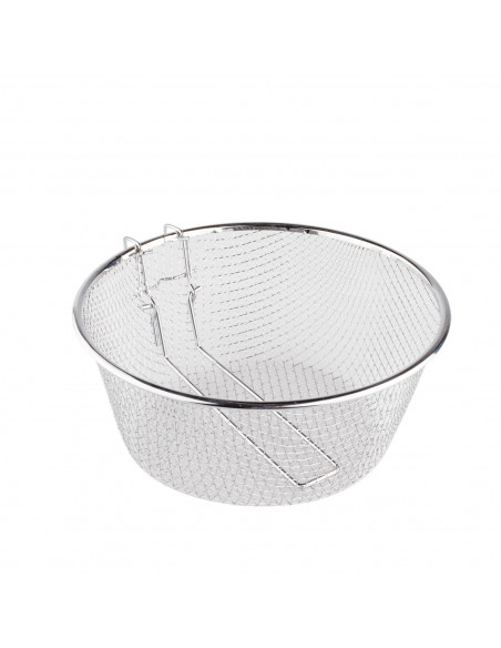 Cestillo freidor y escurridor de acero inoxidable, de 22 cm de diámetro y 8 cm de alto. Cesto para realizar labores de cocina y