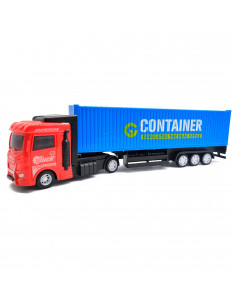 Tradineur - Camión container de fricción - Fabricado en plástico resistente - Juego de vehículos de Juguete para niños pequeños