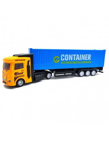Tradineur - Camión container de fricción - Fabricado en plástico resistente - Juego de vehículos de Juguete para niños pequeños