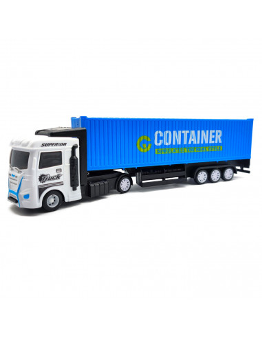 Tradineur - Camión container de fricción - Fabricado en plástico resistente - Juego de vehículos de Juguete para niños pequeños