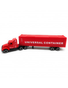 Tradineur - Camión container de juguete, vehículo a escala de metal y plástico para niños, coleccionar, interacción, 19,5 cm, co