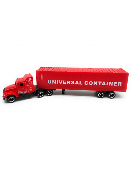 Tradineur - Camión container de juguete, vehículo a escala de metal y plástico para niños, coleccionar, interacción, 19,5 cm, co