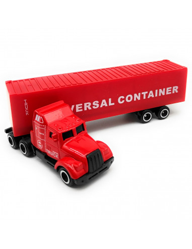 Tradineur - Camión container de juguete, vehículo a escala de metal y plástico para niños, coleccionar, interacción, 19,5 cm, co