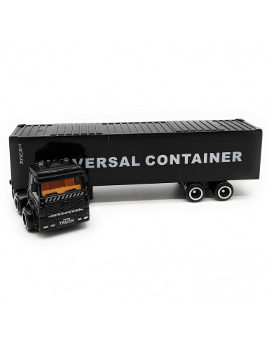 Tradineur - Camión container de juguete, vehículo a escala de metal y plástico para niños, coleccionar, interacción, 19,5 cm, co