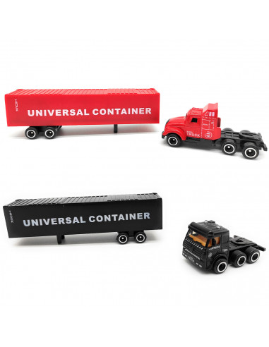 Tradineur - Camión container de juguete, vehículo a escala de metal y plástico para niños, coleccionar, interacción, 19,5 cm, co