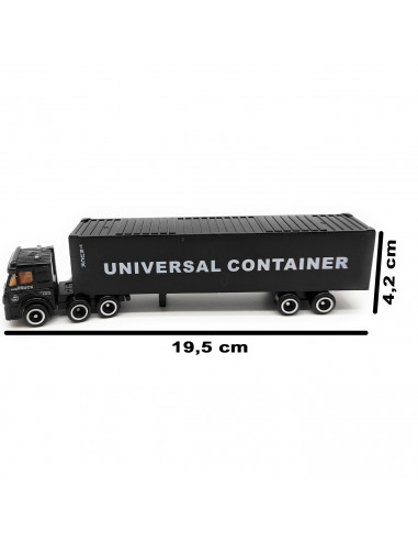 Tradineur - Camión container de juguete, vehículo a escala de metal y plástico para niños, coleccionar, interacción, 19,5 cm, co