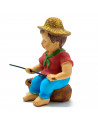 Tradineur - Figura de pastor pescador - Estilo naïf - Marmolina - Figura decorativa divertida para nacimiento, navidad, decoraci