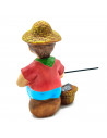 Tradineur - Figura de pastor pescador - Estilo naïf - Marmolina - Figura decorativa divertida para nacimiento, navidad, decoraci