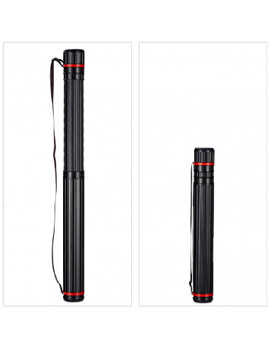 Tradineur - Tubo portaplanos extensible de 64 a 100 cm con correa de transporte, plástico, almacenamiento planos, documentos, lá