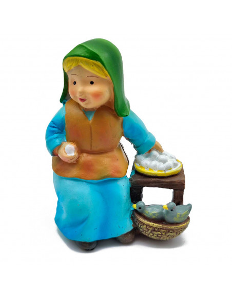 Tradineur - Figura de vendedora de huevos - Estilo naïf - Marmolina - Figura decorativa divertida para nacimiento, navidad, deco Tradineur - Figura de vendedora de huevos - Estilo naïf - Marmolina - Figura decorativa divertida para nacimiento, navidad, deco