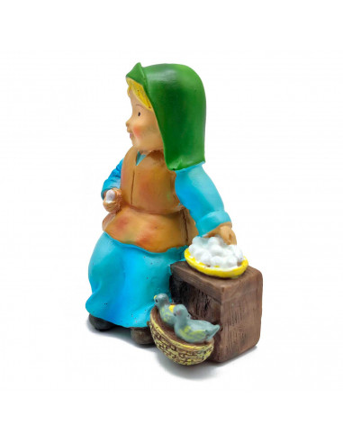 Tradineur - Figura de vendedora de huevos - Estilo naïf - Marmolina - Figura decorativa divertida para nacimiento, navidad, deco