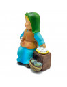 Tradineur - Figura de vendedora de huevos - Estilo naïf - Marmolina - Figura decorativa divertida para nacimiento, navidad, deco