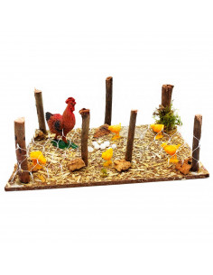 Tradineur - Corral con animales para Belén, resina y corcho, adorno de granja para nacimiento, pesebre, figuras Navidad, decorac