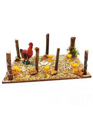 Tradineur - Corral con animales para Belén, resina y corcho, adorno de granja para nacimiento, pesebre, figuras Navidad, decorac